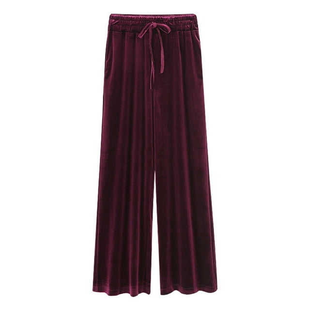 Weiqiqre Pantalon en Lin pour Femmes, Taille à Cordon, Jambes Évasées, Poches