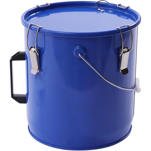 Deep Fryer Oil Storage Container, Oil Transport Container 6 Gal Metal Bucket with Lid & Lock Clips Oil Transport Container for Hot Oil Storage