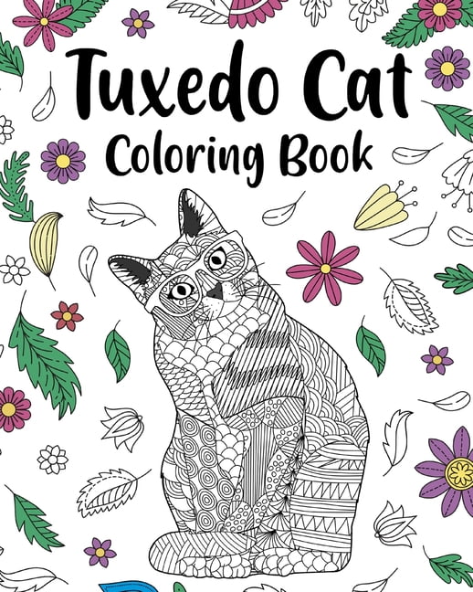 Tuxedo Cat Coloring Book Funny Quotes and Freestyle Drawing Pages