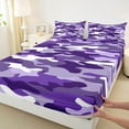 thumbnail image 3 of Manfei Purple Camouflage Bed Sheets,Rustic Farmhouse Cabin King Sheets,Military Camo Sheet Set For Boys Kids,Super Cozy Room Decor,4pcs, 3 of 7