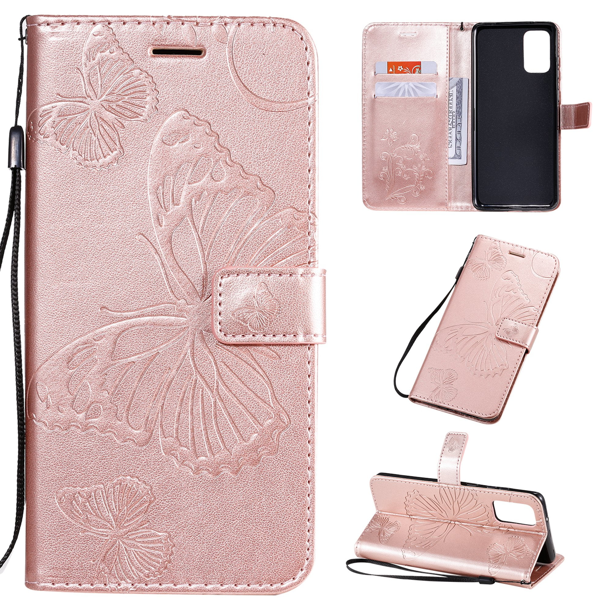 Galaxy J2 Pro 2018 Case,Galaxy J2 Pro Wallet Case,Printed Design PU Leather Phone Protective Case Cover with Card Holder Slot Pocket Magnetic for Samsung Galaxy J2 Pro 2018,Rose Butterfly 