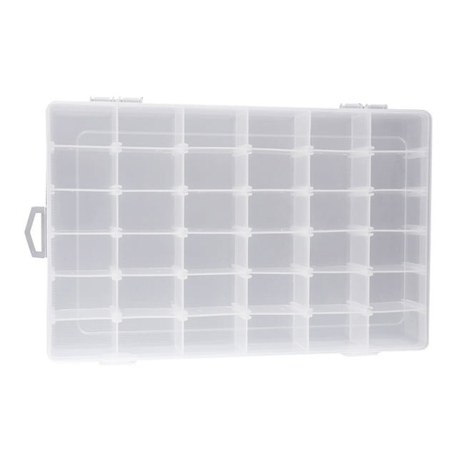 OULII 36Grid Clear Hard Plastic Adjustable Jewelry Organizer Box