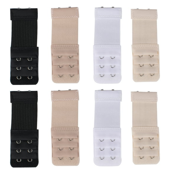 8Pcs Women Soft Bra Extender 2 Hook Bra Elastic Extender 3.9 x1.3 (Black White Beige Light Beige)