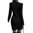thumbnail image 5 of DYMADE Womens Sweater Dresses Breathable Long Sleeve Round Neck Knit Crochet Office Ladies Business Bodycon Dresses, 5 of 5