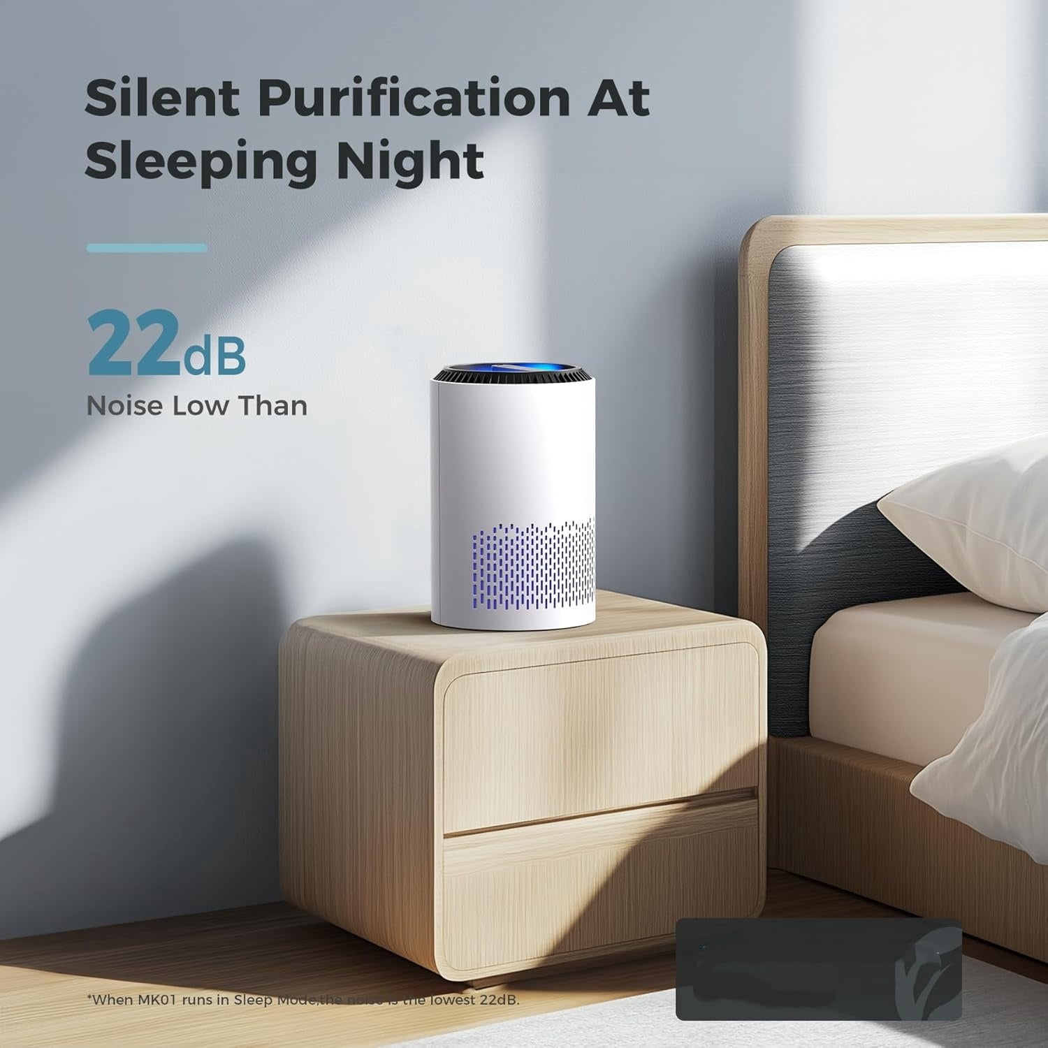 Air Purifiers for Bedroom Home, Air Purifier For Smoke Pollen Dander Hair Smell Air Cleaner with Sleep Mode Speed Control For Bedroom Office, White(Available for California)