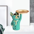 thumbnail image 2 of Bandeja de almacenamiento de estatua de bulldog de resina, arte para decoración del hogar, escultura, figurita de animal verde, 2 of 8
