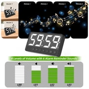 PULIVIA Rechargeable LED Digital Timer with Countdown, Memory, 6 Alarm Sounds, Adjustable Volume, Magnetic Stand, USB-C – for Kitchen, Study, Office