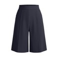 thumbnail image 6 of vigerkar High Waist Bermuda Shorts Women Knee Length Wide Leg Dressy Casual Summer Pleated Front Work Shorts with Pockets, Tailored Office & Beach Versatile (Navy, M), 6 of 7