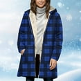 thumbnail image 4 of ZUKMRJPC Womens Full Zip Hoodies Long Sleeve Fashion Vintage Plaid Hooded Sweatshirt Winter Warm Thickened Long Outwear with Pocket, 4 of 5