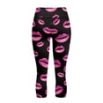 thumbnail image 5 of SCRAWLGOD Lip Pink Black Women's Capri Yoga Pants Slim Casual High Waisted Capri Leggings with Pockets Breathable Non See Through Tummy Control Yoga Lounge Pants, XS, 5 of 7