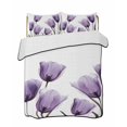 thumbnail image 2 of Elegant Tulip Twin XL Size Down Alternative Comforter, Lightweight Comforter Quilt Bedding Set with Pillow Shams Purple White Botanical Long Tree Leaves All Seasons Bed Comforter Duvet Insert 68"x98", 2 of 7