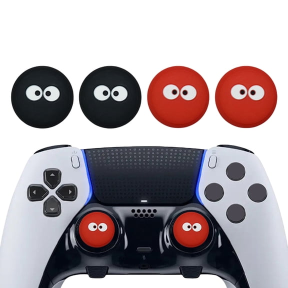 4 Joystick Caps for PS5/Xbox Series S & X/Switch Pro Game Controller - Gamepad Accessories-Black Red