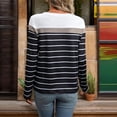 thumbnail image 7 of Annhoo T Shirts for Women Round Neck Long Sleeve Fall Stripe Printed Blouses Fashion Color Block Lounge Tops, 7 of 7