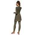 thumbnail image 3 of IBTOM CASTLE Women Muslim Swimsuits Modest Burkini Swimwear Islamic Long Sleeve Full Cover Swim Top Leggings Pants ​Bathing Suits M Brown Green & Split, 3 of 8