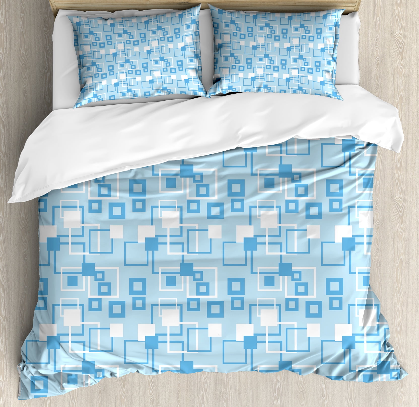 Geometric Duvet Cover Set Simplistic Abstract Squares Kids Boys Intersection Of Lines Tiles Display Decorative Bedding With Pillow Shams Baby