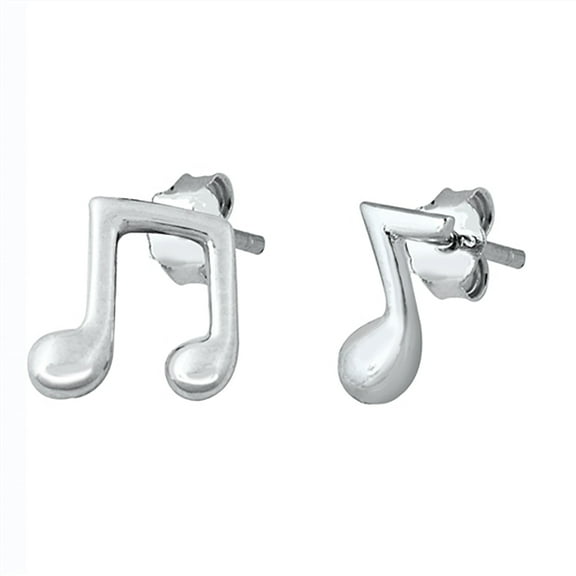 Sterling Silver Musical Notes Stud Earrings