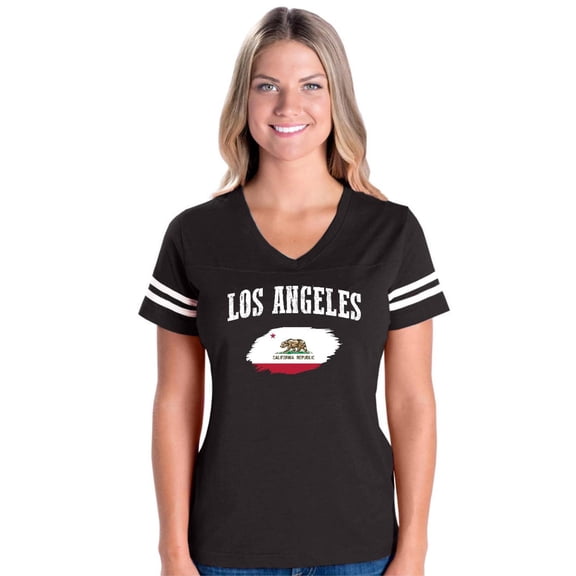 Womens Los Angeles Football V-Neck T-Shirt