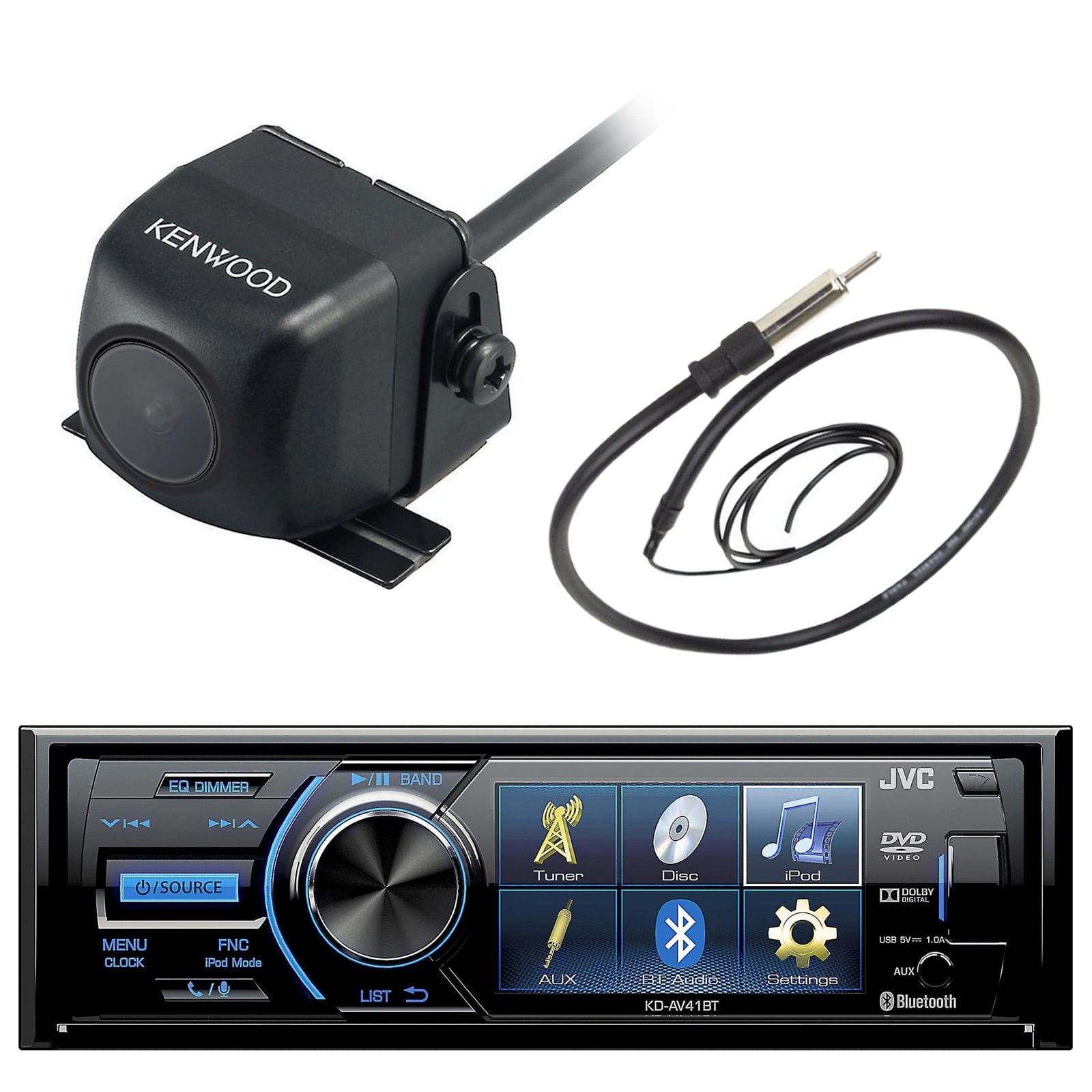 JVC KDAV41BT 3" Inch Display Car CD DVD USB Bluetooth Stereo Receiver