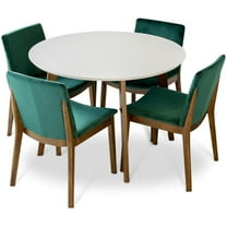 Kingfisher Lane 5-Piece round Dining Set w/ 4 Velvet Dining Chairs in Green