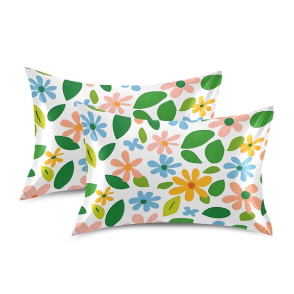Yayeee Pillowcase Standard Size Set of 2 Satin Wrinkle Resistant Pillow Case, Retro Blue Floral