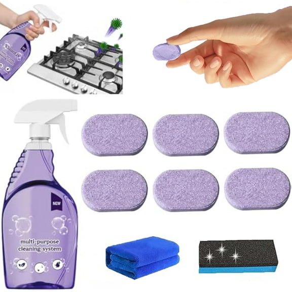 Drclean Spray Oven Cleaner, 20025 New Dr Clean Spray, Drclean Spray Cleaner Tablets And Spray Bottle for Ovens, Multi Purpose Cleaning System for Kitchen, Bathroom (6Pcs)