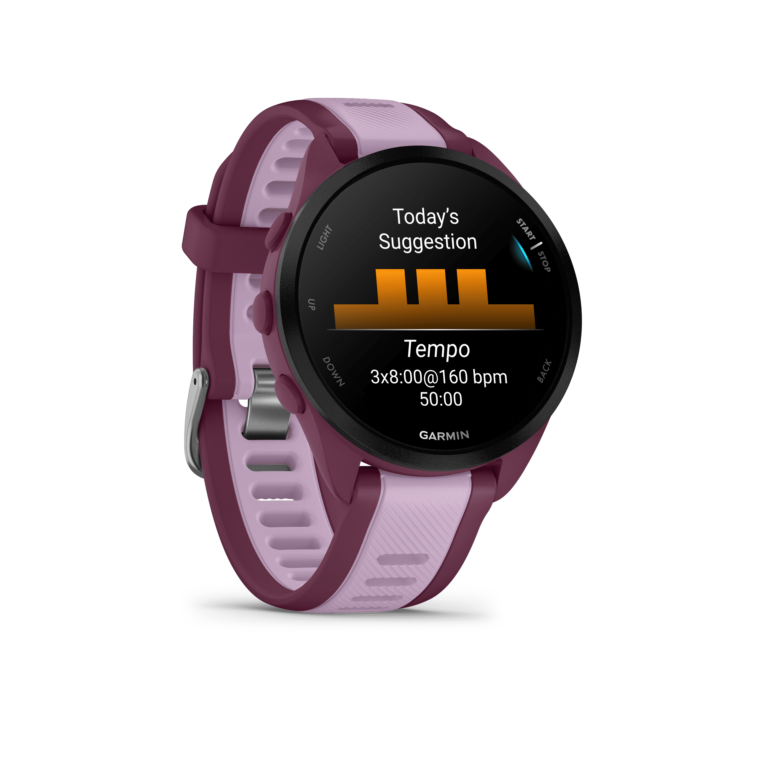 Garmin Forerunner 165 Music GPS Running Smartwatch, Berry and Lilac Bundle