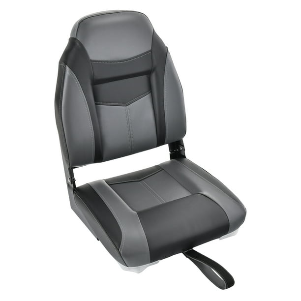Topbuy 1pc High Back Boat Seat, Folding Fishing Seat w/ Soft Padded Cushion  &Flexible Hinges Fold-down Captain Boat Seat Black