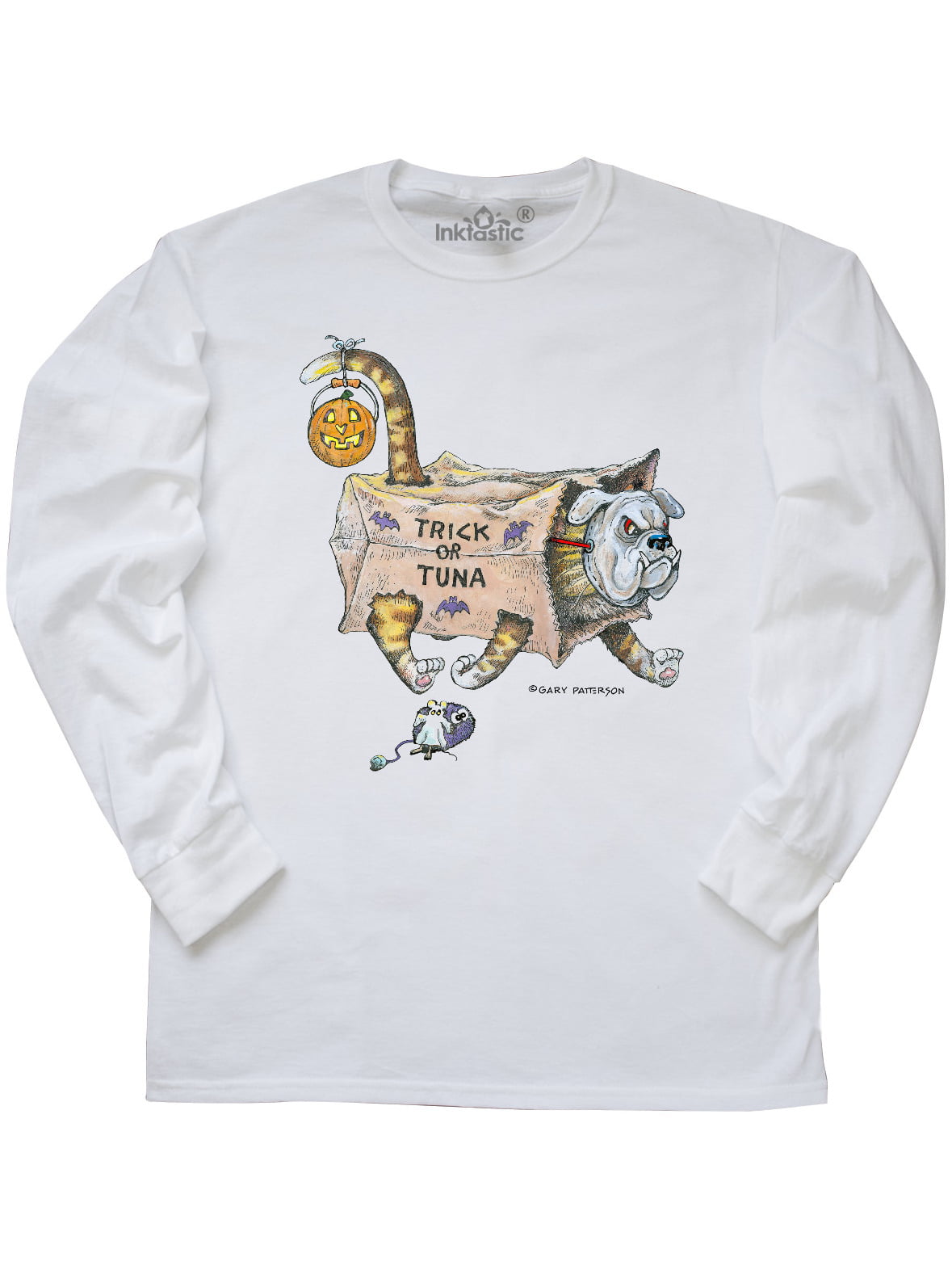 Inktastic Trick or Tuna Cat in Dog Costume Long Sleeve T-Shirt 