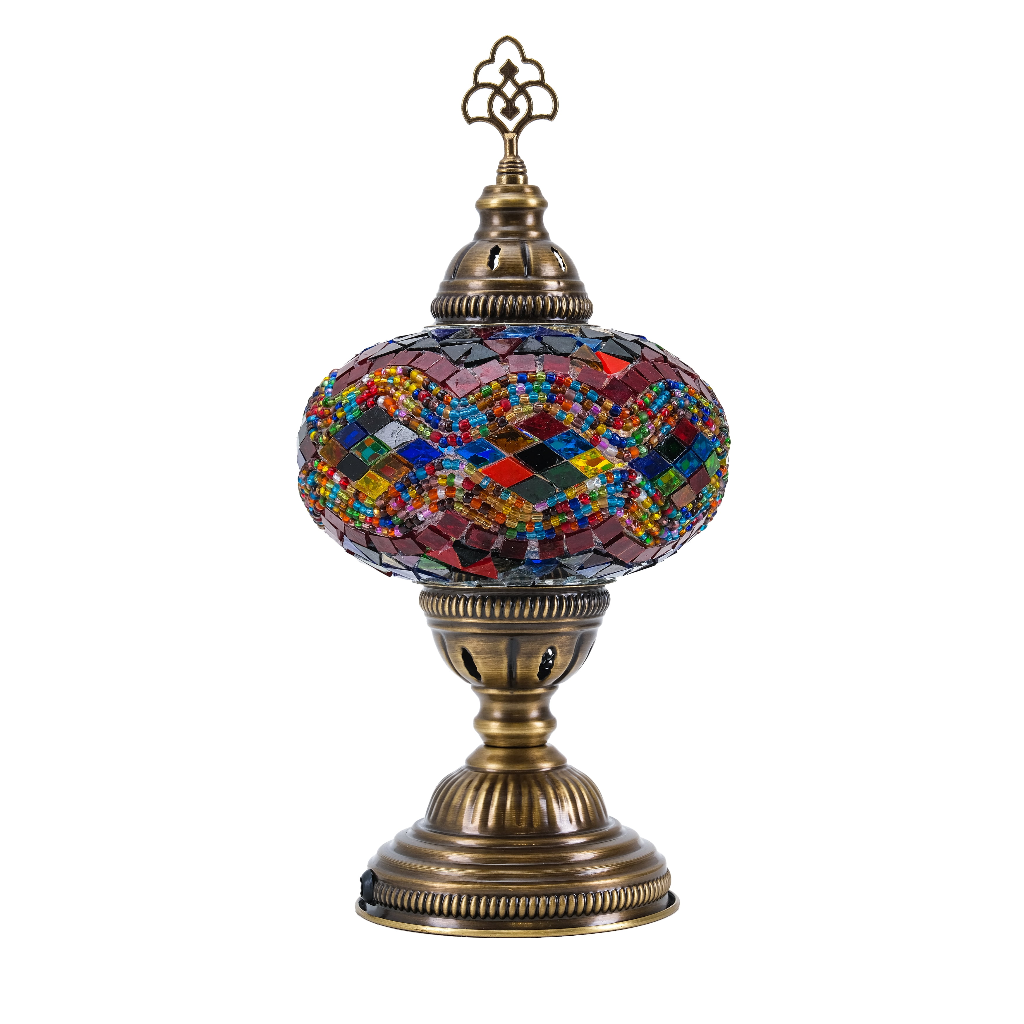 Mozaist Turkish Mosaic Table Lamp, Multi Color Hand Made Table Lamp with Led Light Bulb