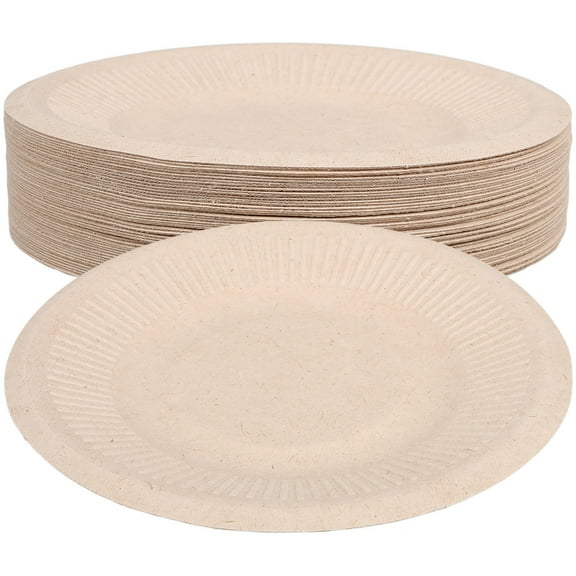 Niceauty 50pcs Beige Paper Cake Plates Biodegradable Oval for Personal Use Storage