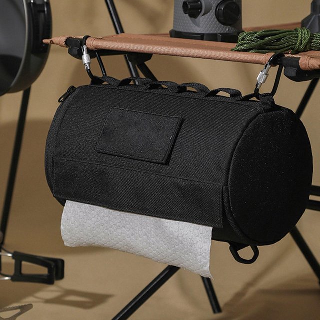 Titular de almacenamiento de papel higiénico al aire libre, dispensador de papel Titular de tejido Servilletero impermeable Contenedores Bolsa Rollo E Negro Macarena Estuche de rollo de papel