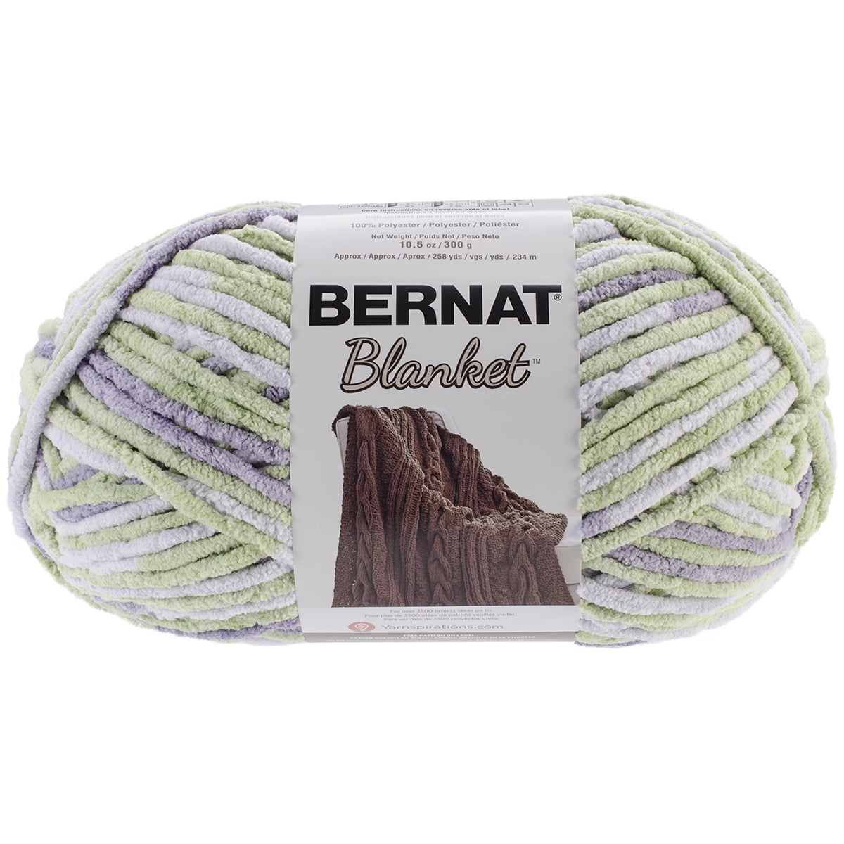Bernat® Blanket™ #6 Super Bulky Polyester Yarn, Lilac Leaf 10.5oz/300g, 220 Yards, Polyester #6 Super Bulky Yarn