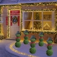 thumbnail image 4 of Christmas Snowman Topiary 31.5'' Artificial Snowman Shaped Topiary Tree Pot with Red Bow Santa Hat Boxwood Topiaries for Christmas Indoor Outdoor Home Porch Decor, Christmas Snowman Topiary for Porch, 4 of 8
