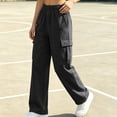 thumbnail image 6 of Naotn Straight Leg Sweatpants for Women Fall Casual Elastic Waist Sweat Pants Running Hiking Travel Pants with Cargo Pockets Dark Gray M, 6 of 9