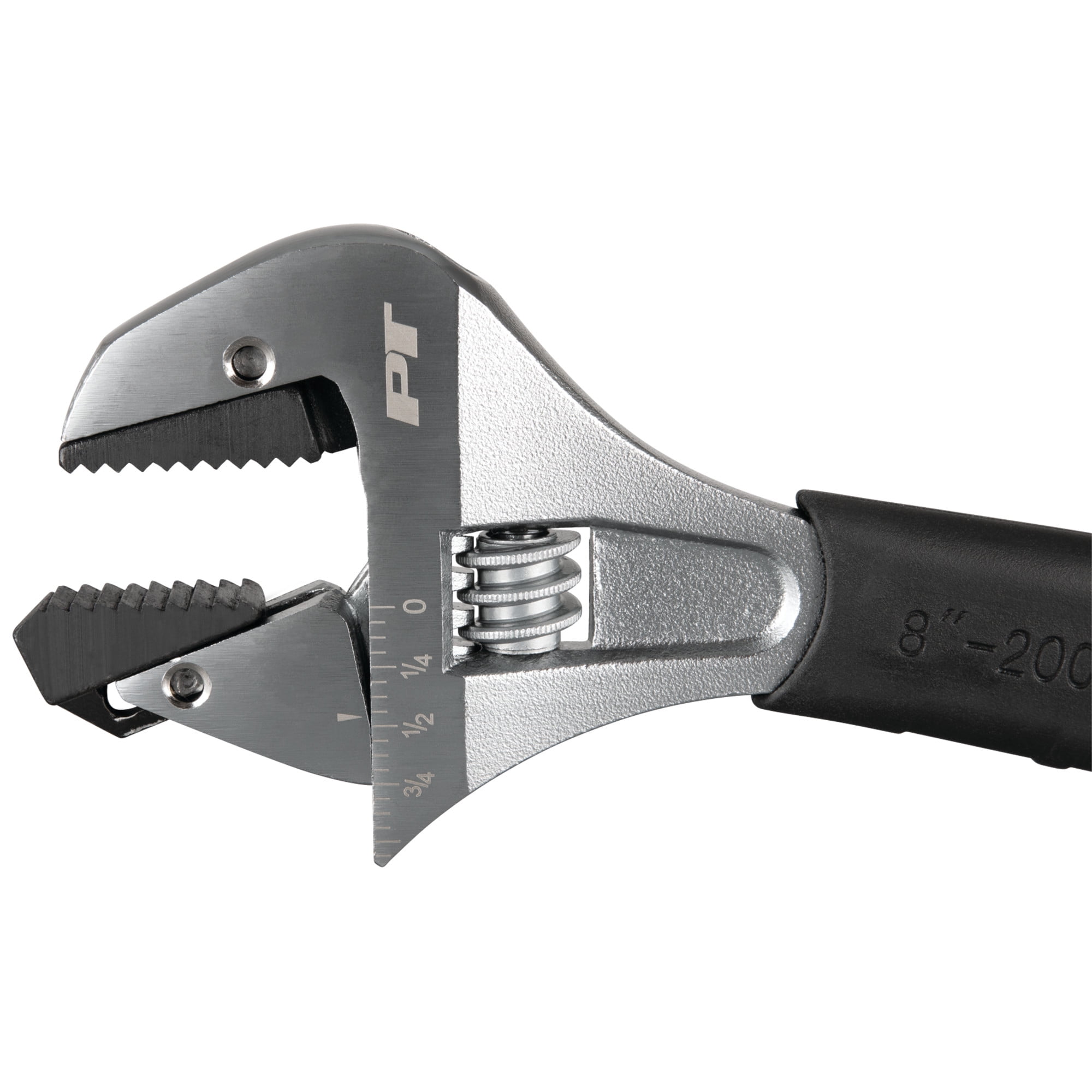 Performance Tool W30625 8 In. Ratcheting Adjustable Wrench - Sliding Jaw, Adjustable, Chrome Vanadium Directional Teeth, Black