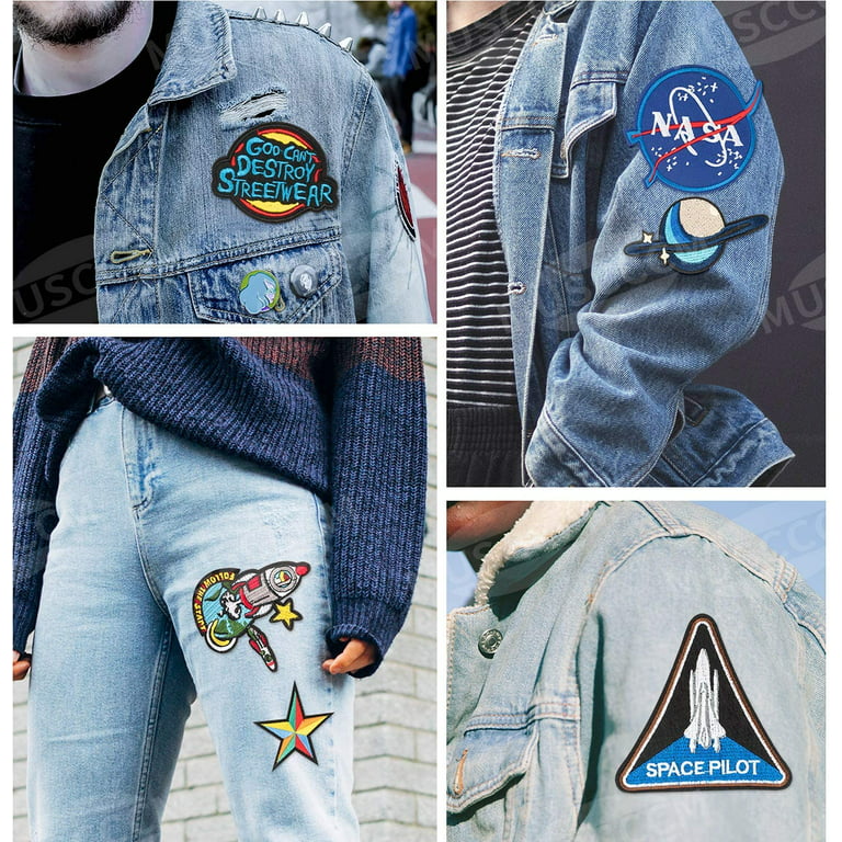 Iron On Patches, 10 Pcs Space Astronaut Planets Embroidered Patch Cloth  Patch Kit Stickers Assorted Size Decoration Sew On Patches for Clothing  Jackets Backpacks Shoe（10pcs） 