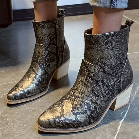 

Booties Pointed Serpentine Fashion Short Non Slip Hight Zipper Women Heels Shoes Toe Women s Boots