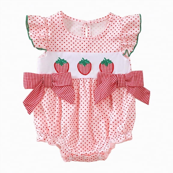TOWED22 Baby Girl Summer Clothes Ruffle Overall Romper Outfits Cute Sleeveless Overalls Rompers Newborn Outfit Red,3-6 M