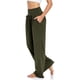 thumbnail image 3 of Pantalones casuales de cintura alta y pierna ancha para mujer - Cintura elástica fruncida, ligeros para vacaciones en la playa, tallas S-XXL, 3 of 5