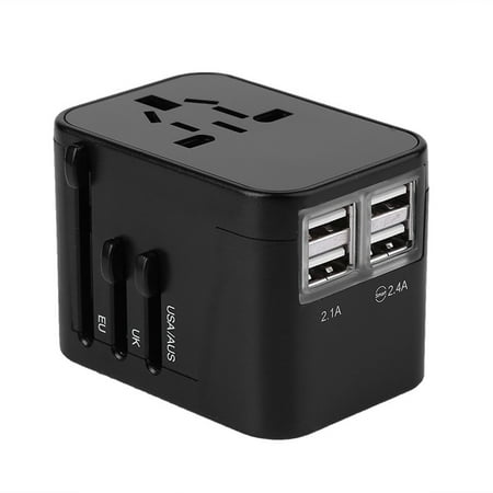 Traveler Adapter Plug Universal Plug Adapter,All in One Universal Plug Adapter Travel Charger Adapter for US UK EU AU with 4 USB ()