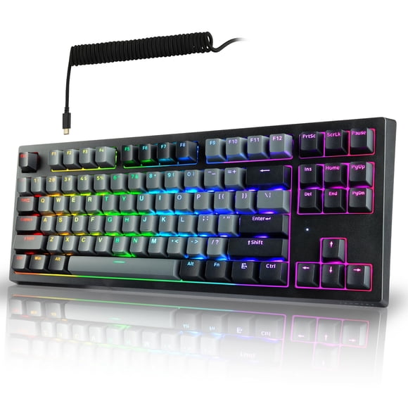 TECWARE Phantom+ Elite 87 Key RGB Mechanical Gaming Keyboard | 3 Mode Wireless Bluetooth 5.0 2.4GHz & USB C Wired | Hot Swappable 5 Pin | Double Shot