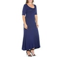24/7 Comfort Apparel Women's Plus Size Elbow Length Sleeve Maxi Dress