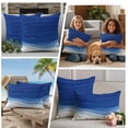 thumbnail image 4 of Ombre Blue Waves Outdoor Pillow Covers 20x12 Set of 2, Waterproof Patio Throw Pillowcase Protectors, Abstract Art Gradient Modern Lumbar Decorative Pillow Shams Cushion Covers for Seat Bed Couch Sofa, 4 of 8