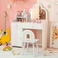 thumbnail image 4 of Costway Kids Vanity Table and Chair Set with Cloud-shaped Mirror Open Shelf Storage Drawers White, 4 of 10