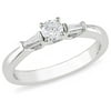 1/3 Carat T.W. Round and Tapered Baguette-Cut Diamond Engagement Ring in 10kt White Gold