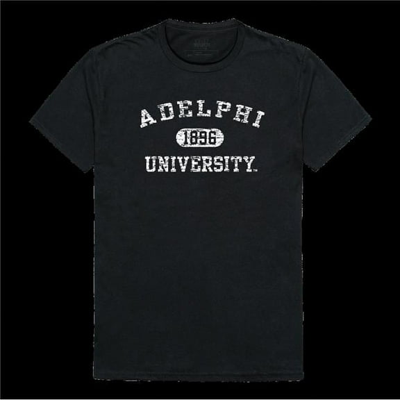W Republic 574-733-BLK-02 Adelphi University Panthers Distressed Arch College T-Shirt, Black - Medium