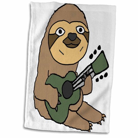 3dRose Cool Funky Sloth Playing Guitar Funny Cartoon - Towel  15 by 22-inch