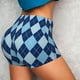 thumbnail image 4 of Fotbe Blue Squares Shorts Sin Costuras – Shorts Deportivos de Cintura Alta para Mujer, Elásticos para Gimnasio, Yoga, Running o Ciclismo-Small, 4 of 8