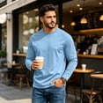 thumbnail image 7 of GrmtClth Mens Shirts Solid Raglan Long Sleeve Tee Crew Neck Soft Jersey Casual Daily Workout Shirt Sky Blue 4XL, 7 of 7