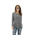 thumbnail image 4 of HOWCOME Fall Long Sleeve Side Split Casual Loose Tunic Womens Blouses, 4 of 5